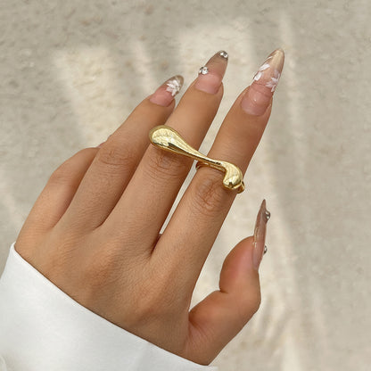 Ins Cold Wind Irregular Water Drop Open Ring Fashion Texture Flower Pearl Ring