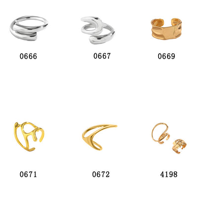 Hip hop minimalist hugging metal ring personality futuristic style geometric opening wholesale ring for women